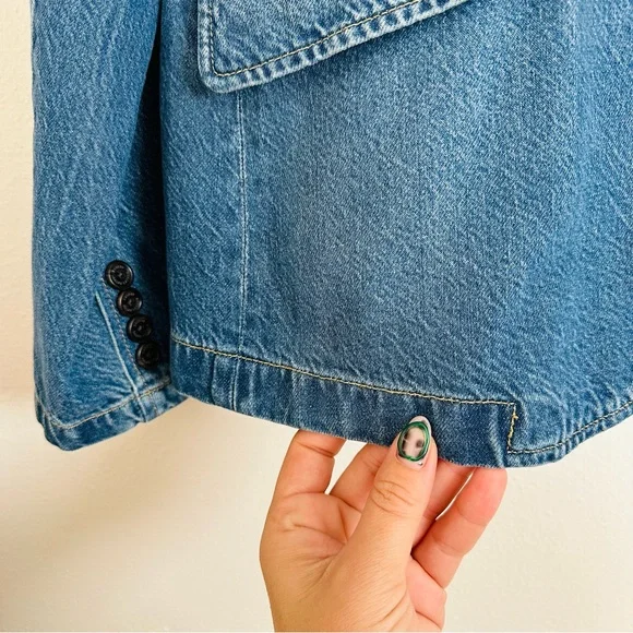 Ralph Lauren Casual Blue Cotton Denim One Button Notch Collar Blazer Jacket - Picture 15 of 16